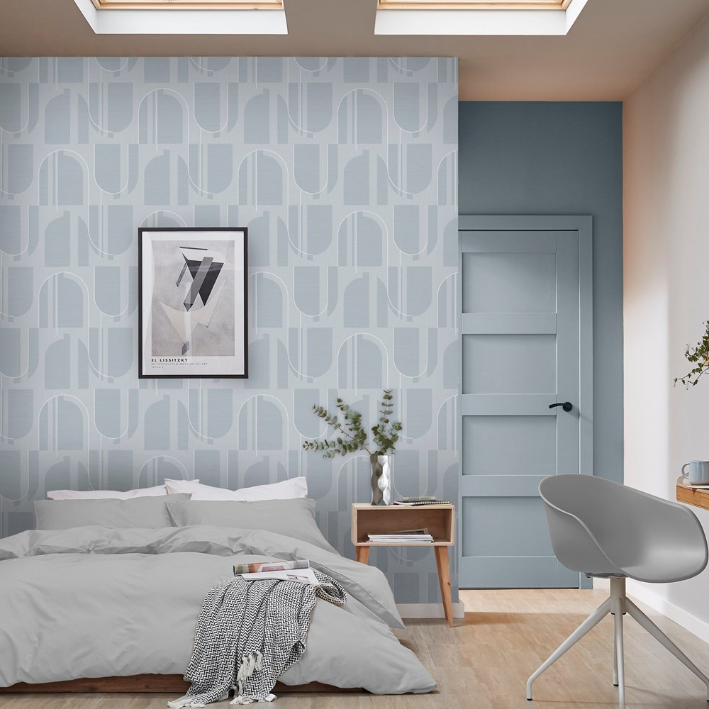 Marcia Geometric Wallpaper 118011 by Graham & Brown in Sky Blue